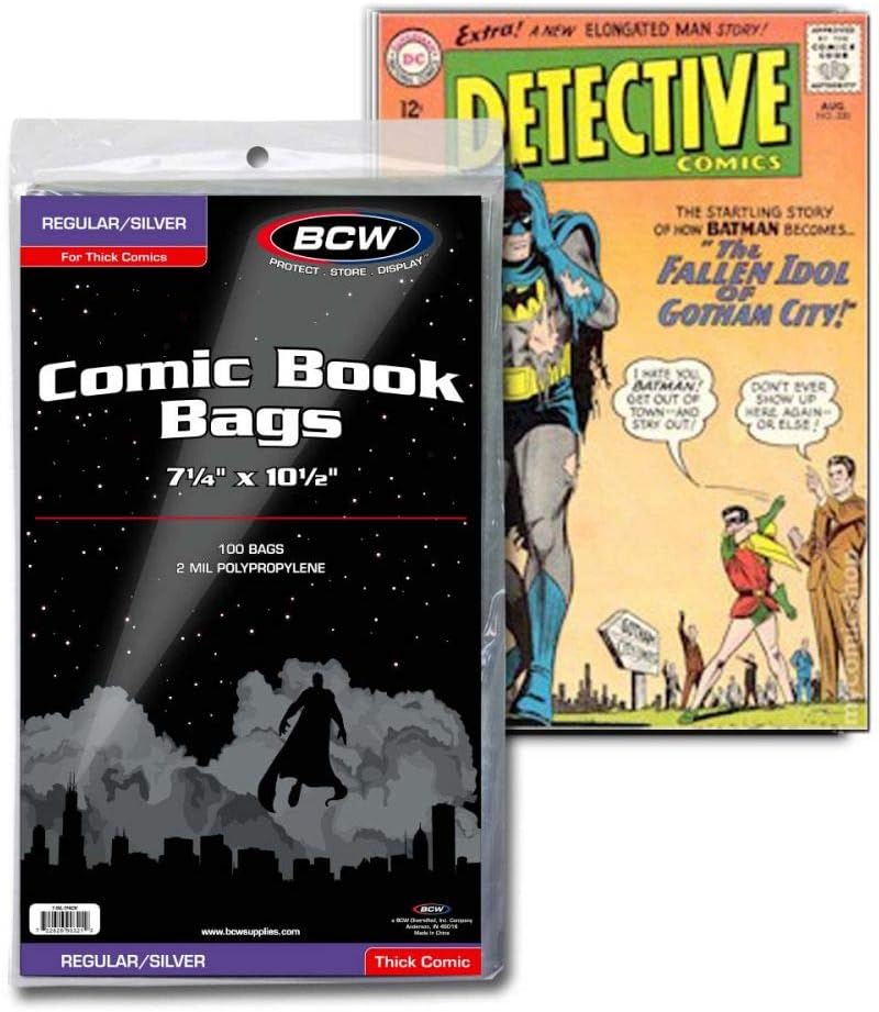 Thick Silver Age Comic Bags - 100 ct | Archival Quality, Acid-Free Protection for Silver Age Comic Books | 7 1/4 x 10
