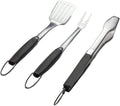 3 Piece Stainless Steel BBQ Grill Tool Set w/Tongs, Spatula & Fork - Accessories for Outdoor Barbecue Grills (3 Piece