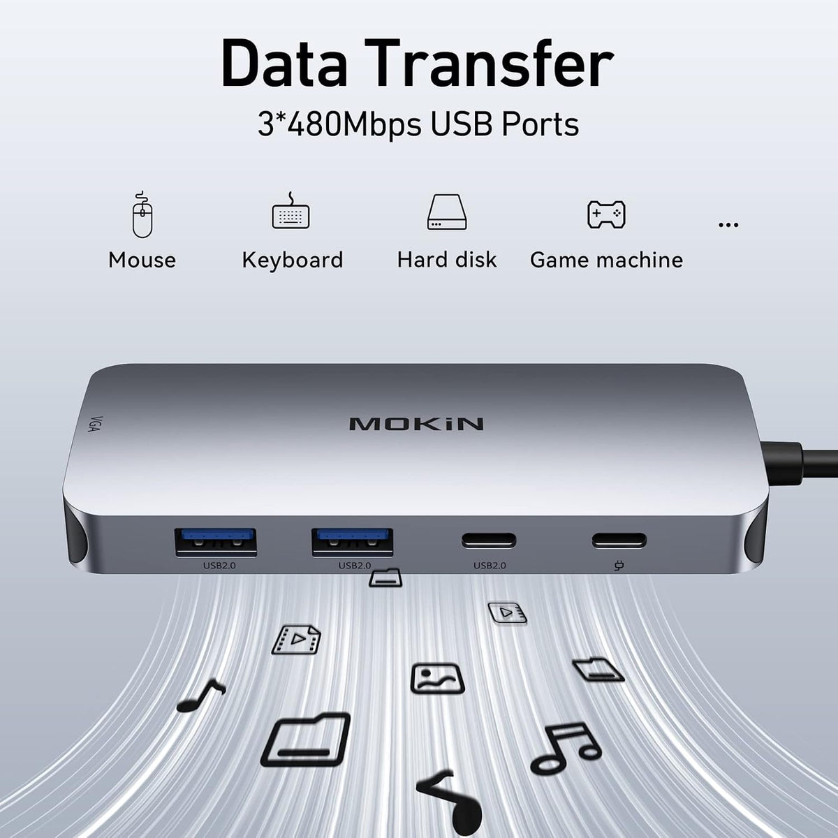 USB C Docking Station Dual DisplayPort, 8 in 1 USB Hub with 2 DP, HDMI, VGA, USB C 2.0, A 2.0, PD Charging Port