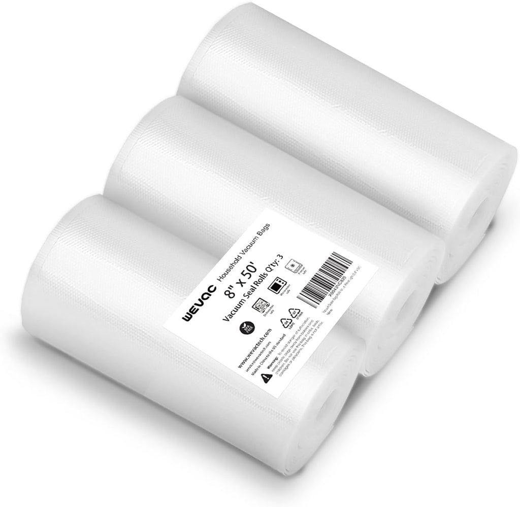 Vacuum Sealer Bags for Food 8x50 3 rolls, Food Saver Suction Channel