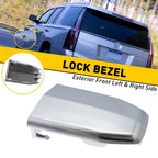 2 x Front Door Handle Lock Cylinder Cover Compatible with 2015-2019 Cadillac Escalade Chrome