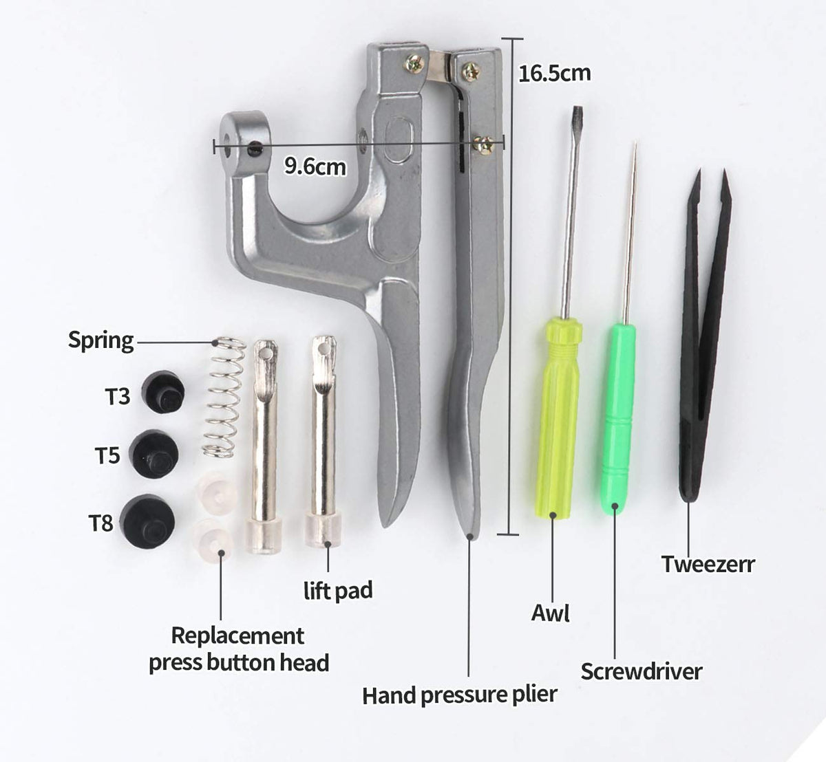 Snap Button with Snap Pliers Kit, 400 Sets T5 Snap Fastener