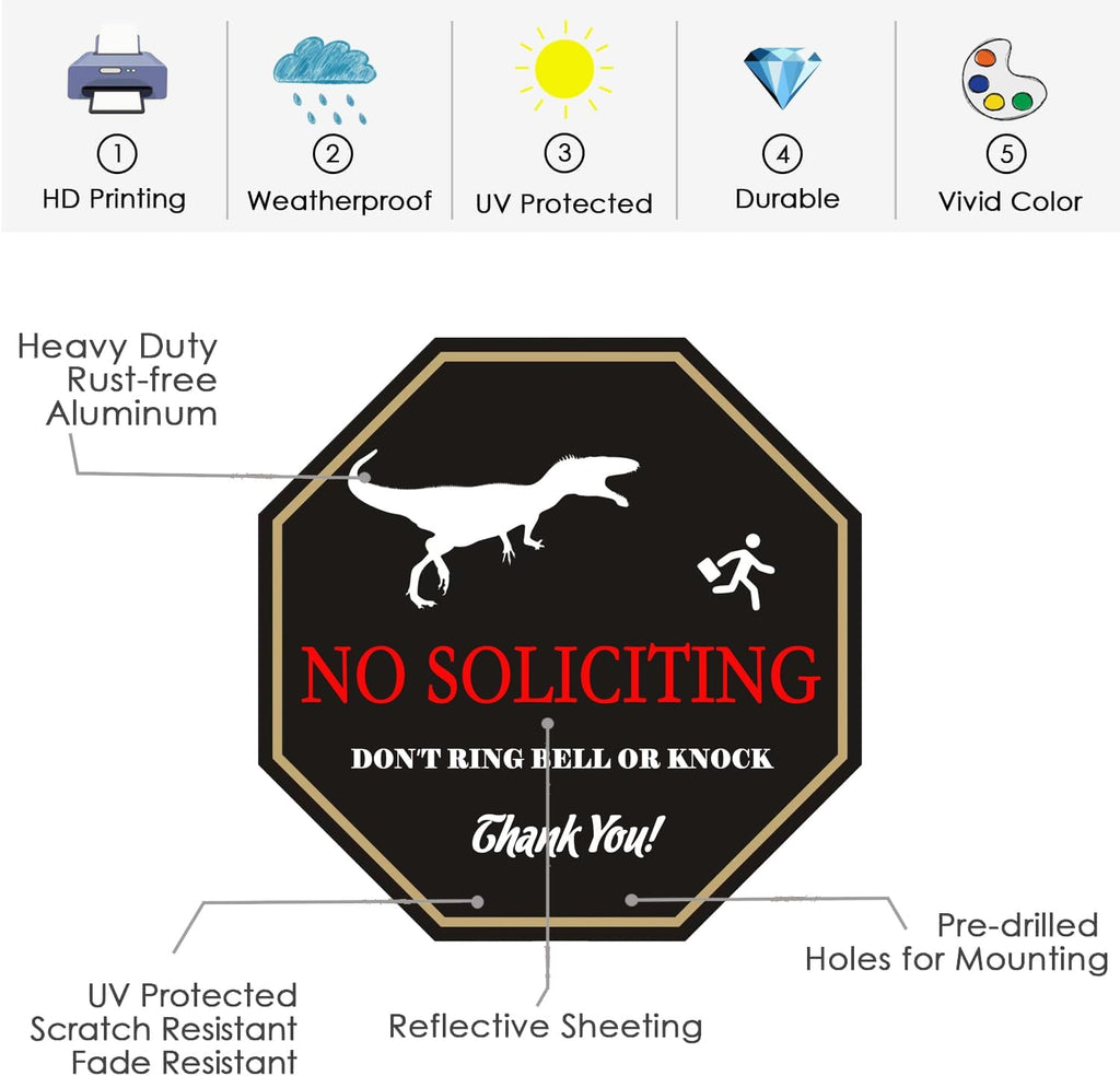 No Soliciting Yard Sign for House with 28" Aluminum Alloy Stake -10" x 10" - "Do Not Ring Bell or Knock" Warning Sign