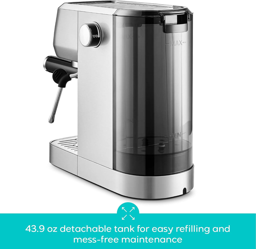 3700 Essential Stainless Steel Espresso Machine with Steam Wand | 20-Bar Italian Pump, Powerful Steam Wand, 43.9oz
