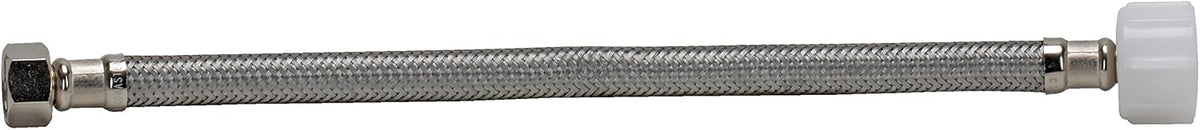 B3T09 Toilet Connector, Braided Stainless Steel - 1/2 Female Compression Thread x 7/8 Ballcock Thread, 9-Inch Length