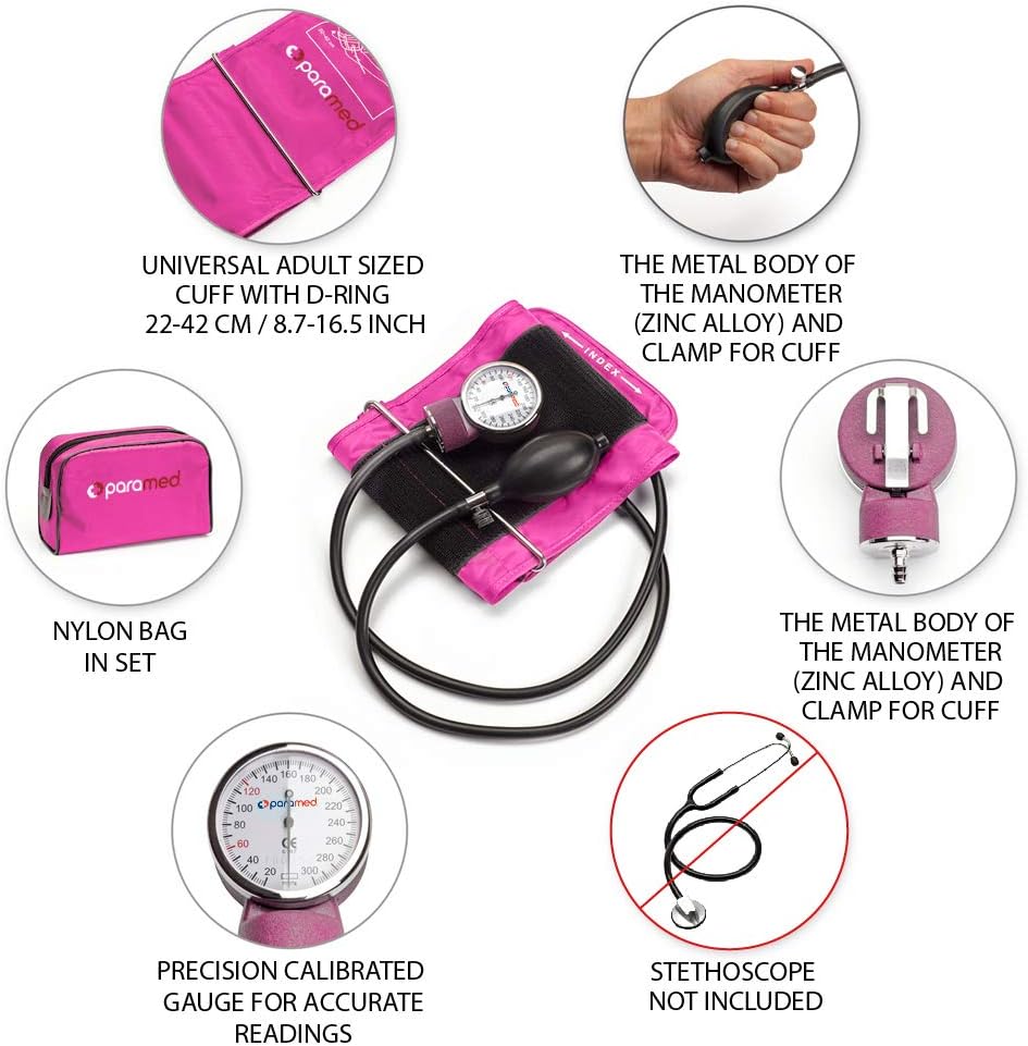 Aneroid Sphygmomanometer – Manual Blood Pressure Cuff with Universal Cuff 8.7-16.5" and D-Ring – Carrying Case in the