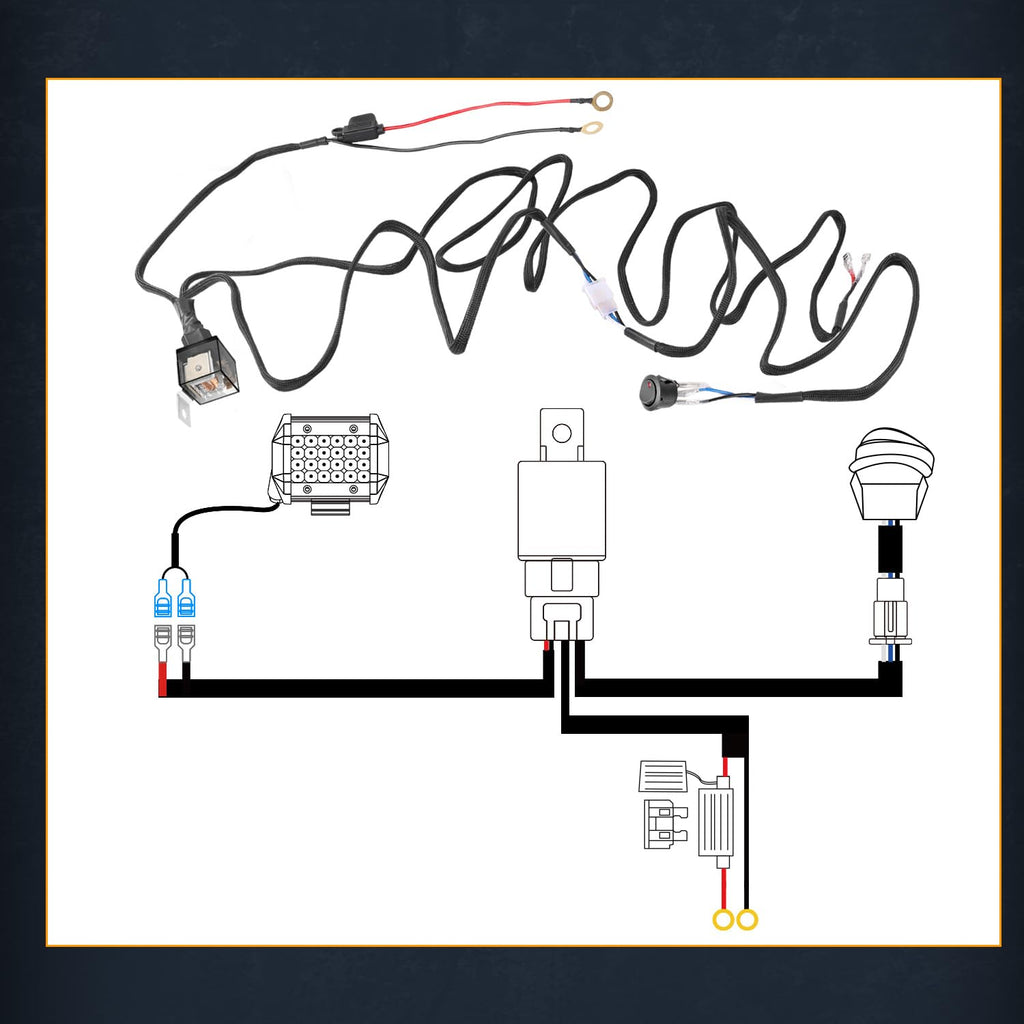 Wiring Harness 1 Lead, Nirider 12V 40A Rocker Switch Relay Fuse Nylon Wiring Harness Kit for LED Light Bars Fog