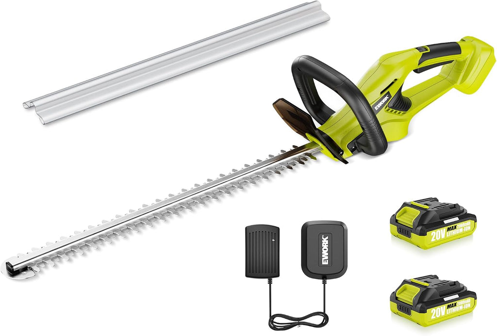 20V 22" Cordless Hedge Trimmer with 2 x 2.0Ah Battery and Charger | Handheld Electric Hedge Trimmer, Lightweight