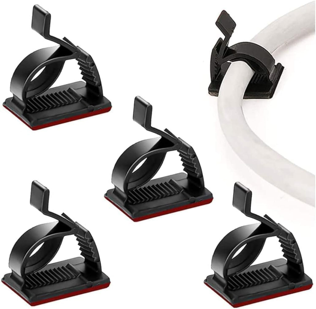 50Pcs Adjustable Cable Management Clips, Adhesive Organizers Sticky Wire Clips Cord Holder for TV PC Ethernet Under