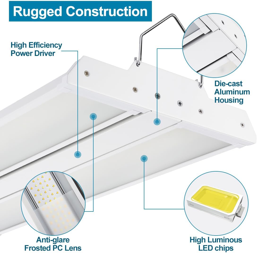 High Bay LED Shop Lights 200W/150W/100W Adjustable 28000LM 4 Pack