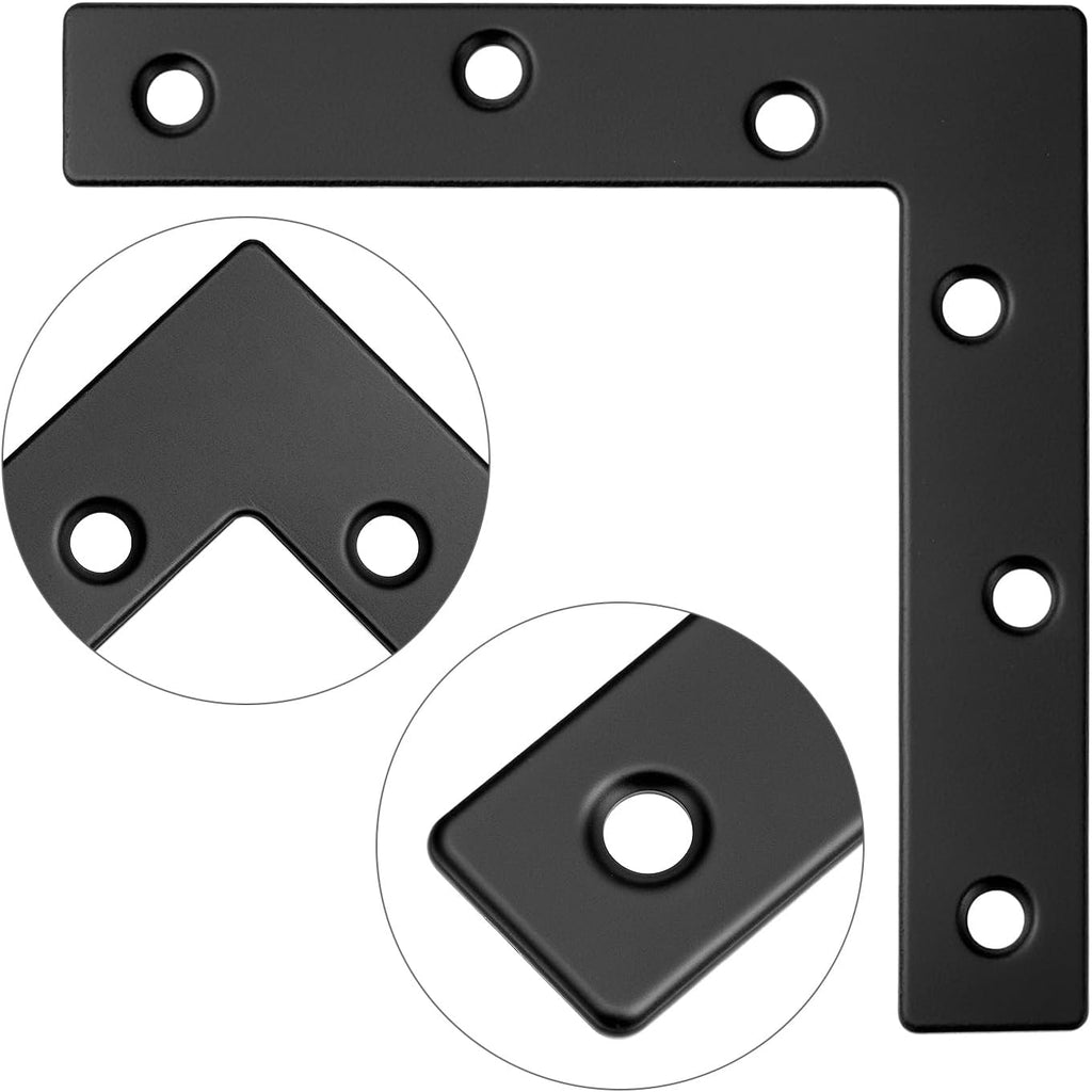 Flat L Brackets for Wood, 8 Pack Heavy Duty Brace Corner Brackets, 120mm x 120mm x 2mm