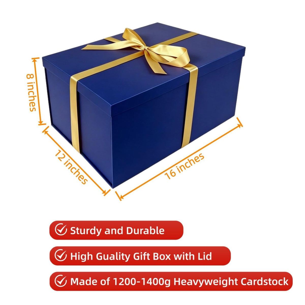 Blue Gift Box Large 16x12x8 Inch Extra Large Gift Boxes with Lids 2 Pack