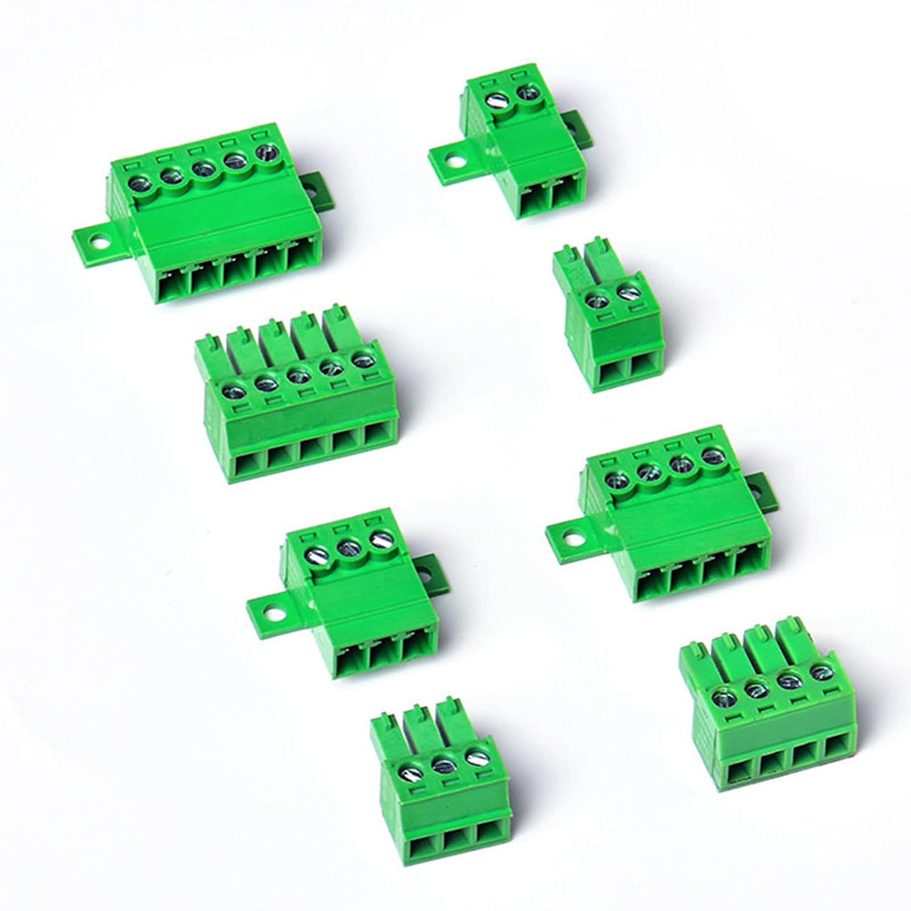 2 Set 8 Pin 3.81mm Pitch Panel Mount Screw Terminal Block Connector - Phoenix Type Connector - 8A, 300V, 16-28AWG