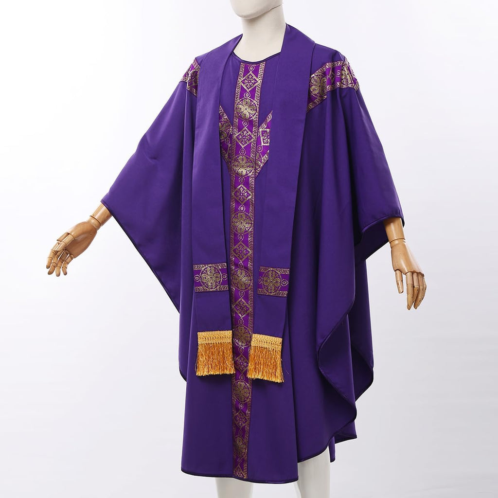 Catholic Priest Chasuble Church Mass Vestment Robe with Stole