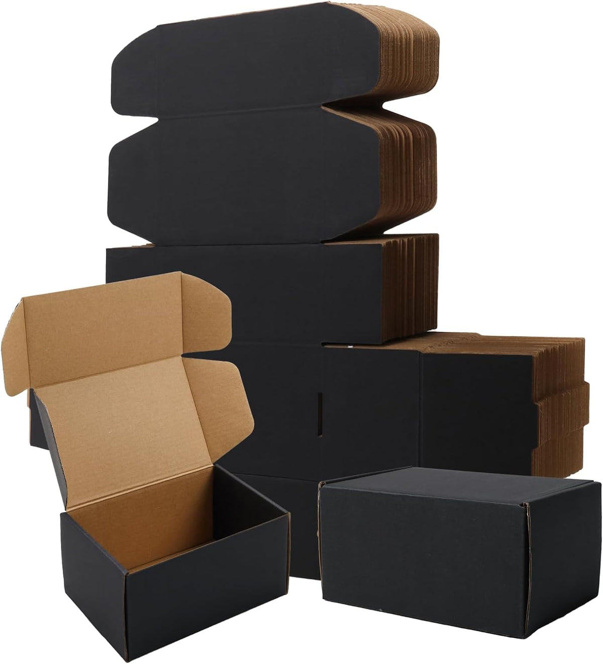 6x4x3" 50 Pack Corrugated Cardboard Boxes Small Shipping Box Black