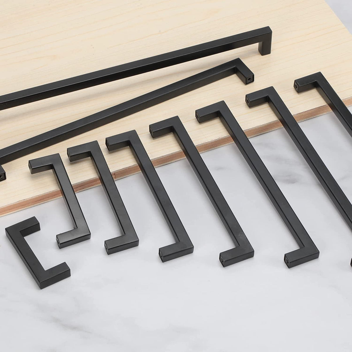 2 Pack 15 Inch Matte Black Cabinet Pulls, Square Drawer Handles