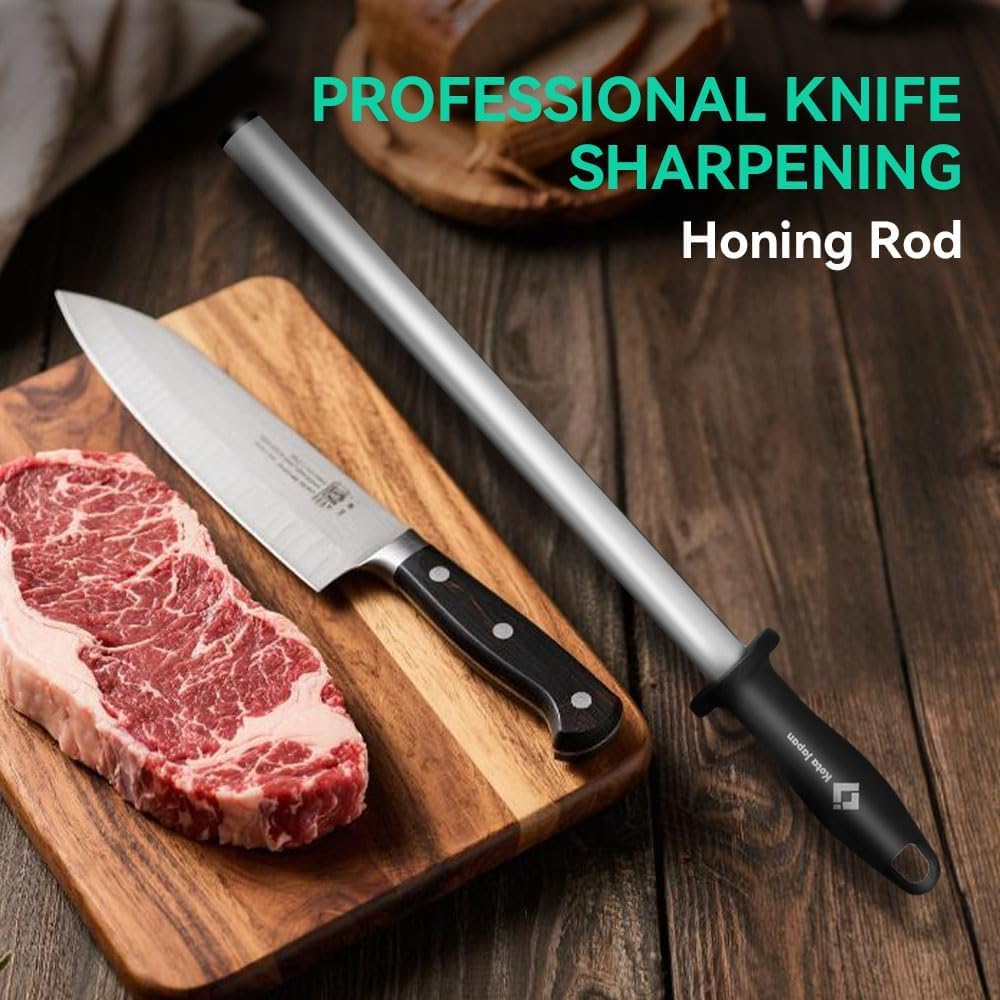 12 in. Diamond Carbon Steel Professional Knife Sharpener Rod | Kitchen, Home or Hunting | Master Chef, Hunter or Home