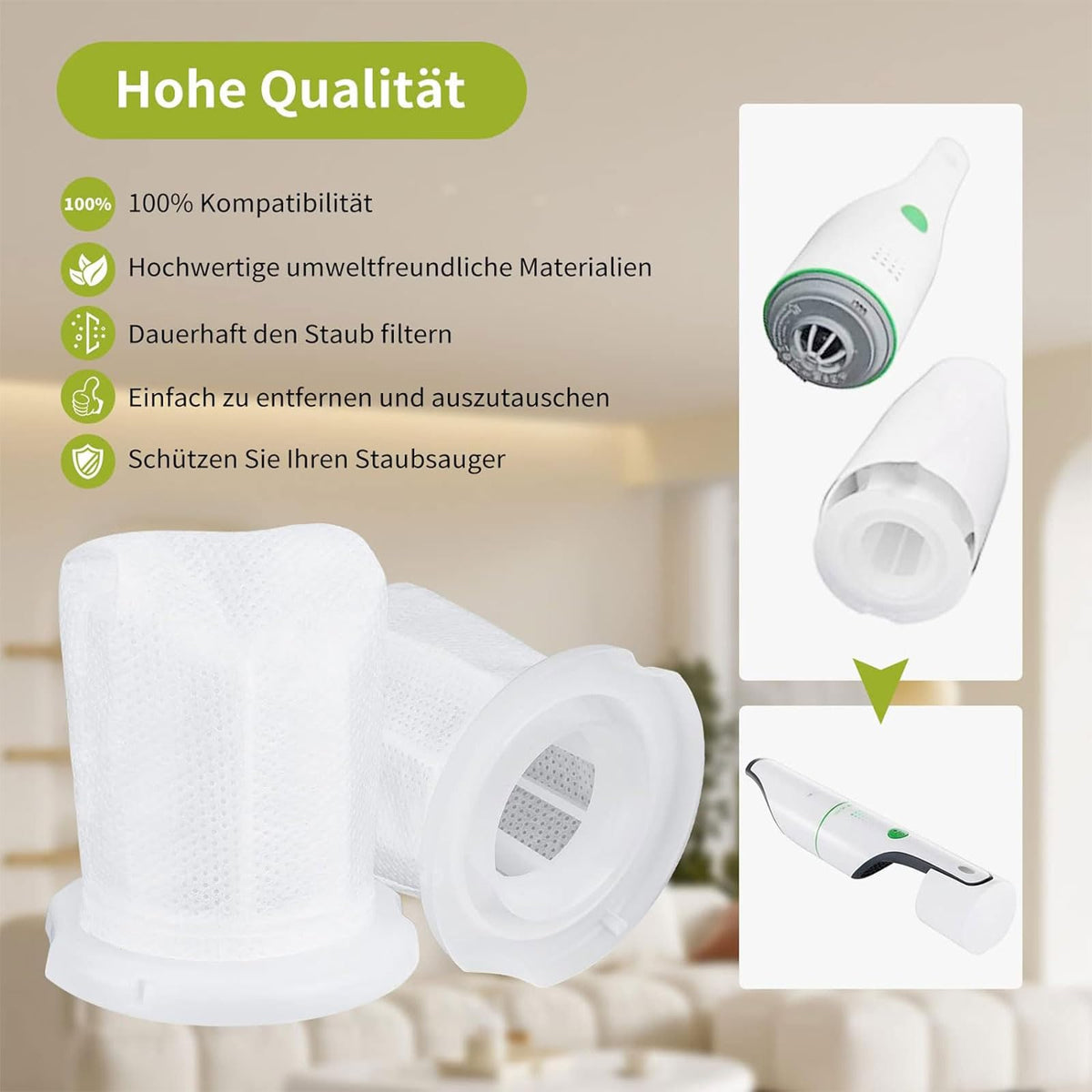 6 Pack Filter Long Lasting Filter Vacuum Filter Replacement For VORWERK VC100