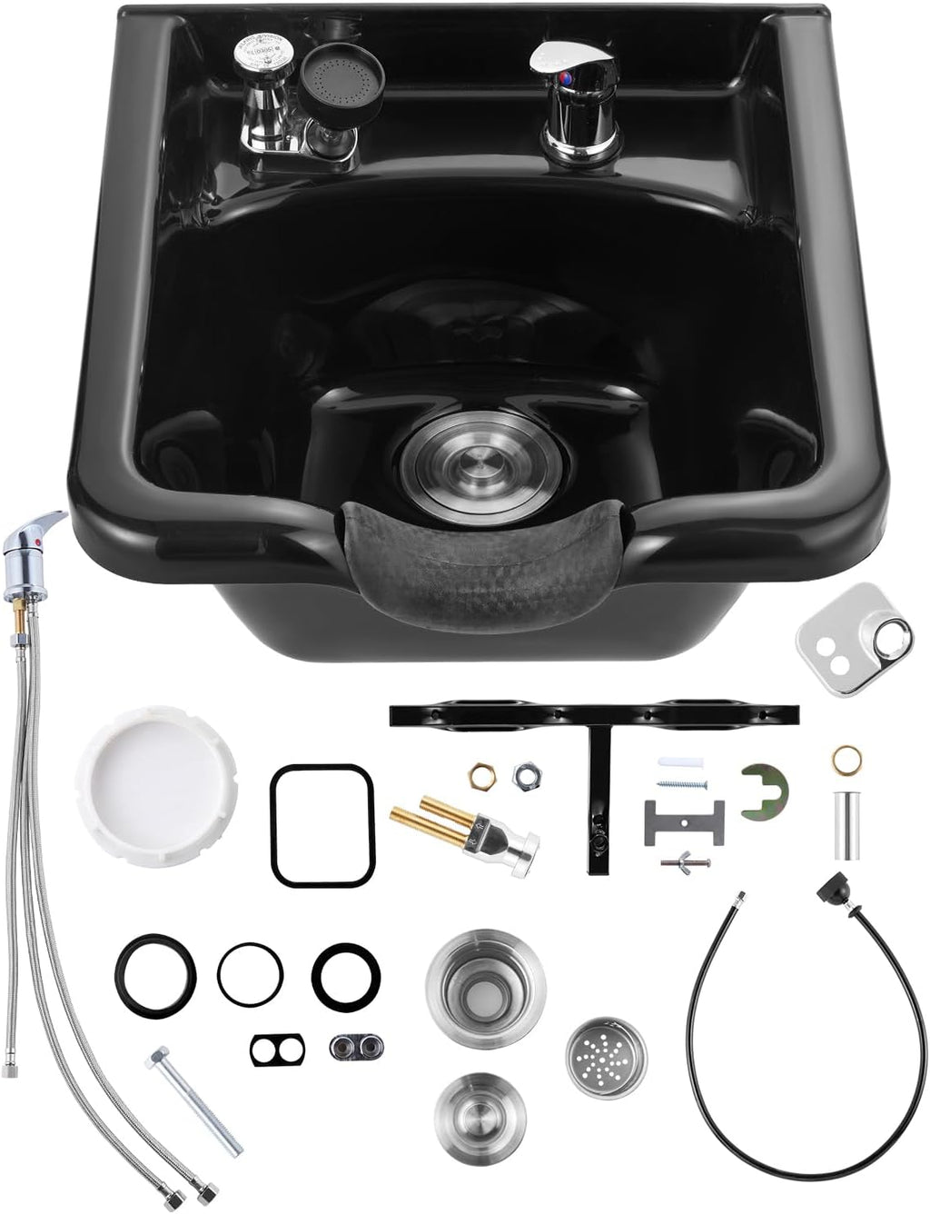 Shampoo Basin, Black Hairdresser Sink Shampoo Bowl Sink, ABS Plastic Salon and Spa Hair Washing Sink, Hair Backwash