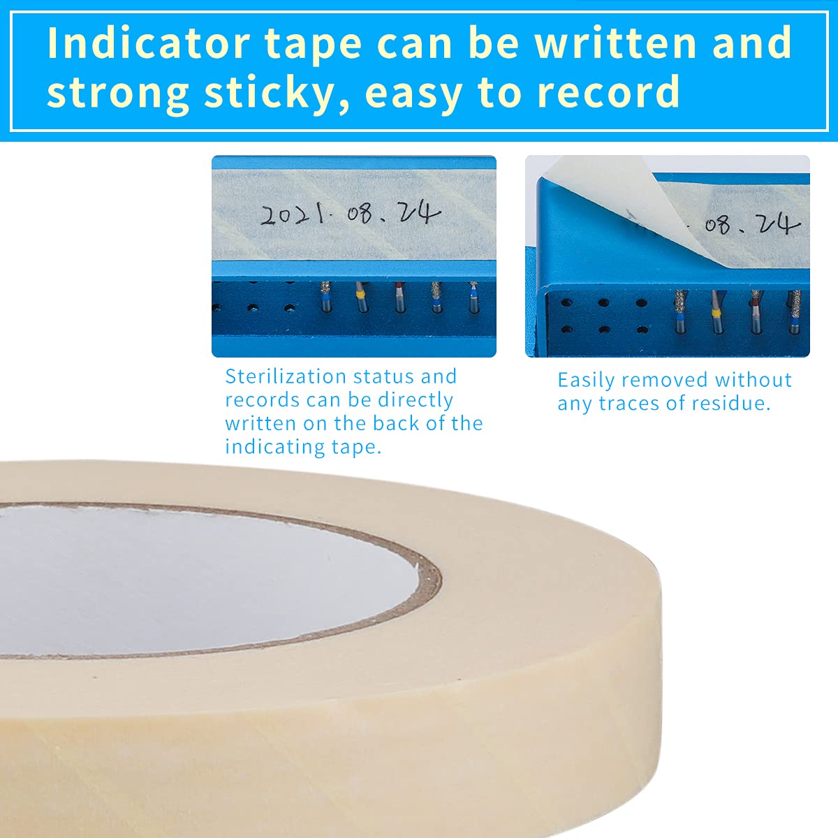 Dental 5 Rolls Autoclave Sterilization Indicator Tape,Dental Lab Sterilization Indicator Tape(1/2",60 Yards/Roll)