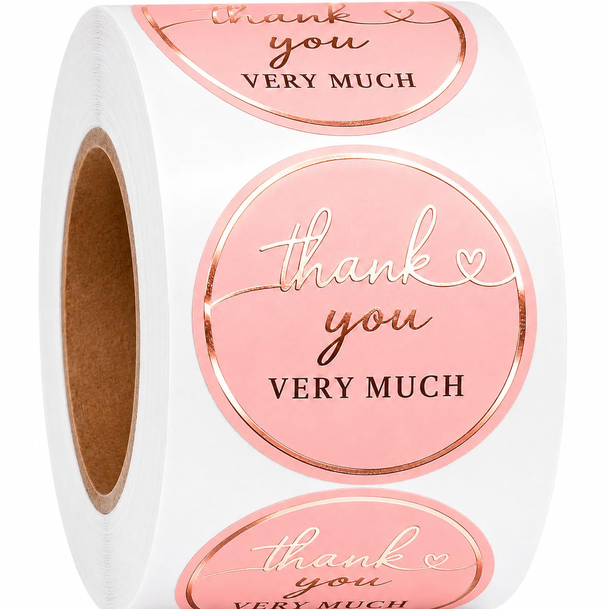 Thank You Stickers, 500 Blush Pink Round, 1.5 Inch