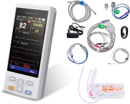 M6 4.3 inch Portable Veterinary Multiparameter Monitor with SPO2, ECG,NIBP, Temp, RESP and PR for Dogs, Cats and