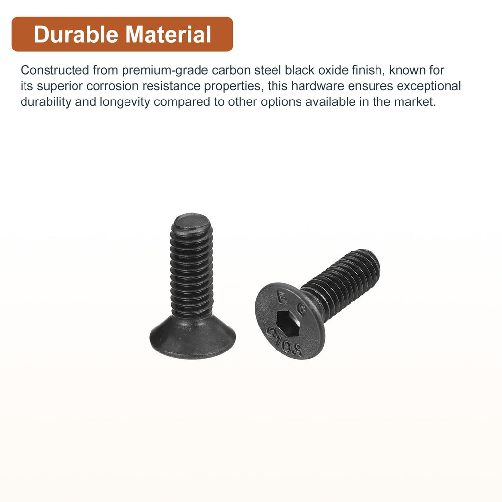 DTGN M4-0.7x10mm Flat Head Socket Cap Screws, 100 Pack Hex Socket Flat Head Screws Carbon Steel Black Oxide, Full Thread, Countersunk Bolts