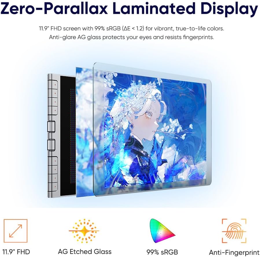 XPPen Artist 12 3rd 11.9" Drawing Tablet with Screen - 16K Pressure X4 Smart Chip Magnetic Stylus, Full-Laminated