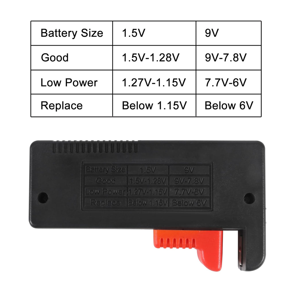 2 Pack Battery Tester, Digital LCD Universal Battery Checker for AA AAA C D 9V 3.7V 1.5V Button Cell Household Batteries