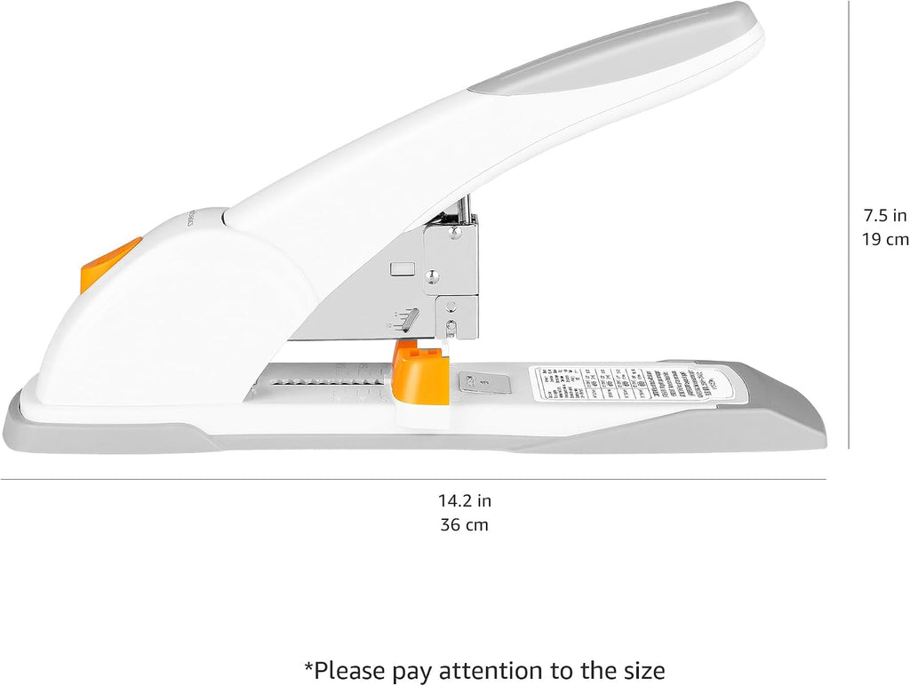 Heavy-Duty Desktop Stapler, 130 Sheets High Capacity, Sturdy with Jammed Staple Remover Mechanism, 5/8" Staples, White