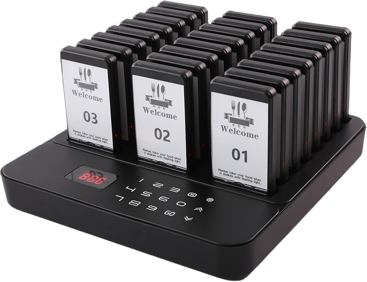 Restaurant Pager System, 24 Pagers Wireless Customer Paging System