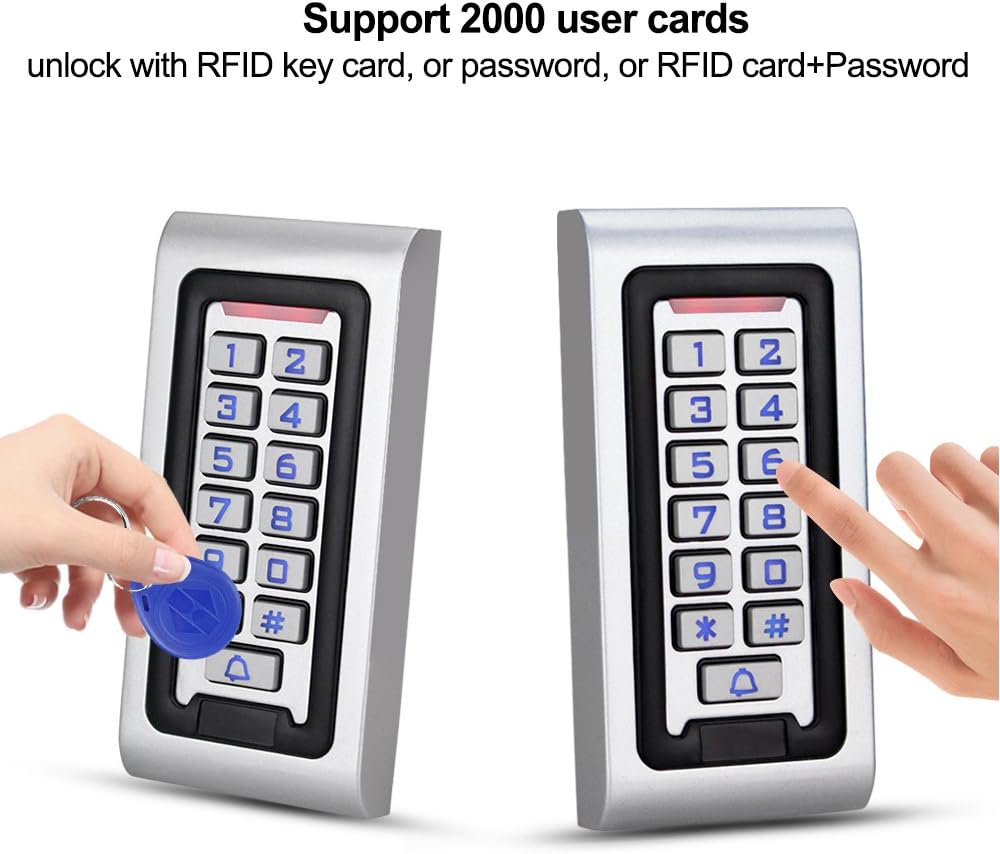 HFeng Door Access Control System Kit IP68 RFID Keypad Waterproof Outdoor + 180KG/320lbs Electromagnetic Electric