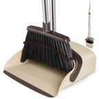 Broom and Dustpan Combo Set,55" Long Handle,Beige