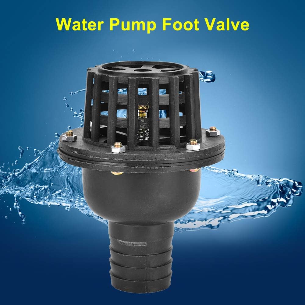 Pump Foot Check Valve, Durable Backflow Prevention with Large Capacity Mesh Strainer for Agricultural Irrigation Industrial Use Stainless Steel Black 1.5in 1Pc