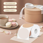 Thermal Label,3 Inch Beige Gradient Round Thermal Printer Sticker,Self-Adhesive Round Direct Thermal Labels,Thermal