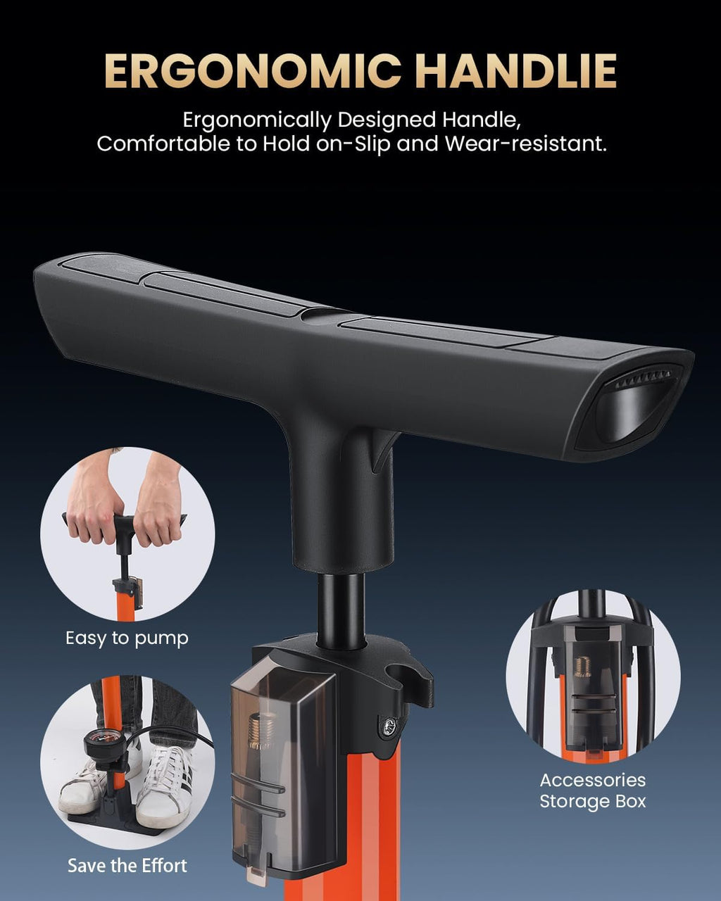 160PSI Bike Pump with Gauge, High Pressure Bicycle Pump