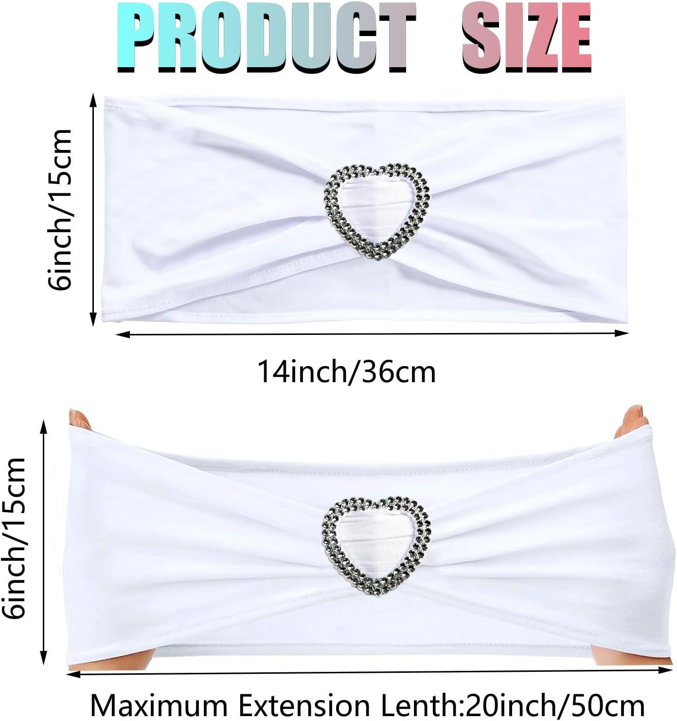 White Spandex Chair Sashes 50 Pack Spandex White Sashes for Chairs Covers Universal Stretch Chair Sashes Band with
