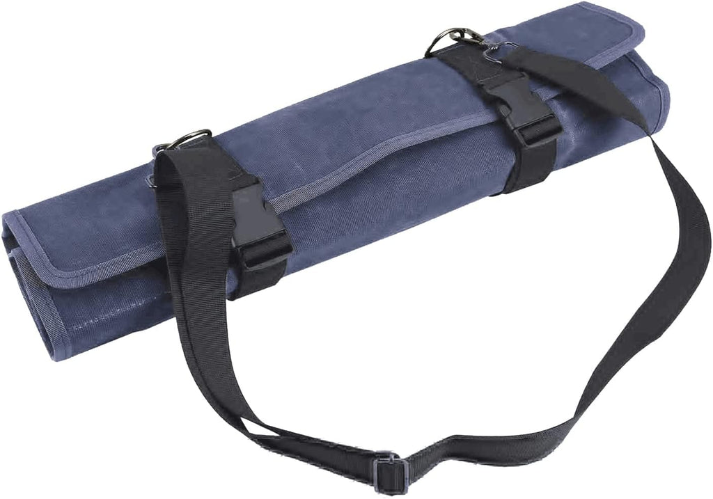 Chef’s Knife Roll Bag,Waxed Canvas Knife Cultery Carrier, Portable Chef Knife Cases,Knife Pouch Holders With 10 Slots