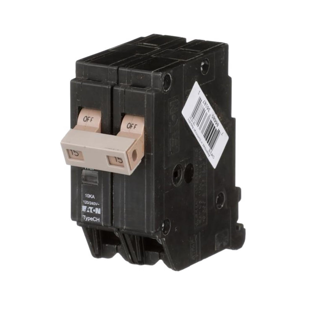 Eaton CHF215 Breaker, 15A, 2P, 120/240V, 10 kAIC, Type CH