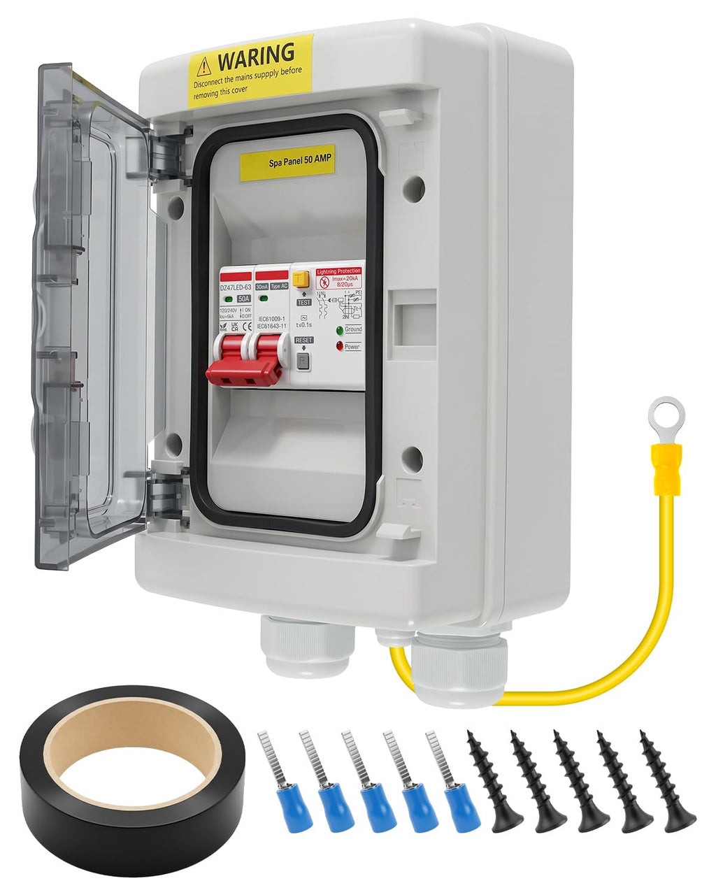 50Amp GFCI SPA Panel Disconnect Switch, 120V IP66 Circuit Breaker Box