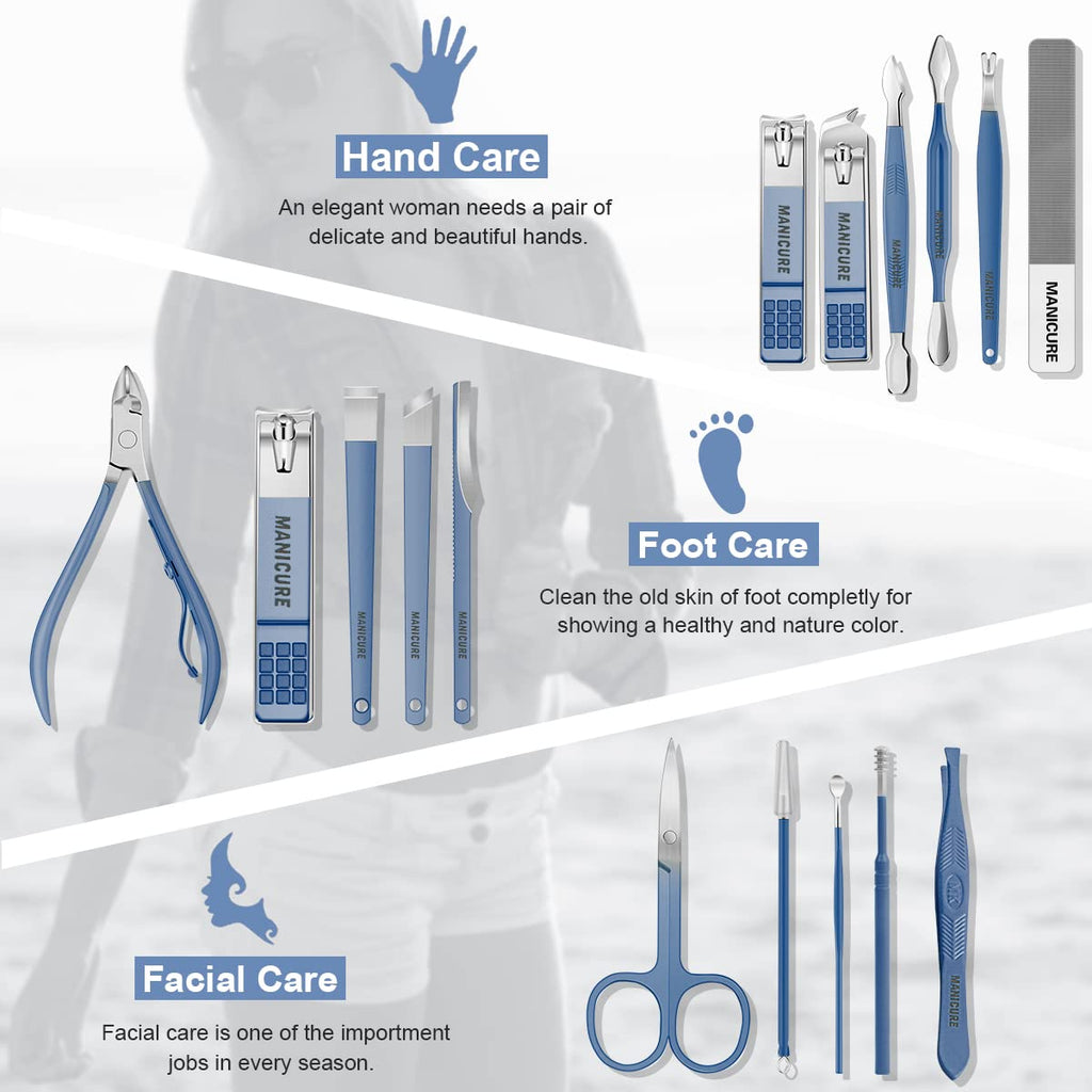 Manicure Set Professional Nail Clippers Pedicure Kit,16 pcs Stainless Steel