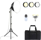 Professional Softbox Lighting Kit, 20'' x 20'' Studio Lights with 85W 2700-6500K E27 LED Bulbs, Continuous Lighting