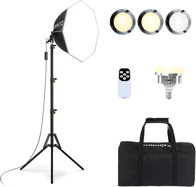 Professional Softbox Lighting Kit, 20'' x 20'' Studio Lights with 85W 2700-6500K E27 LED Bulbs, Continuous Lighting
