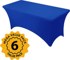 6-Pack Royal Blue Spandex Tablecloths for 6ft Rectangle Tables