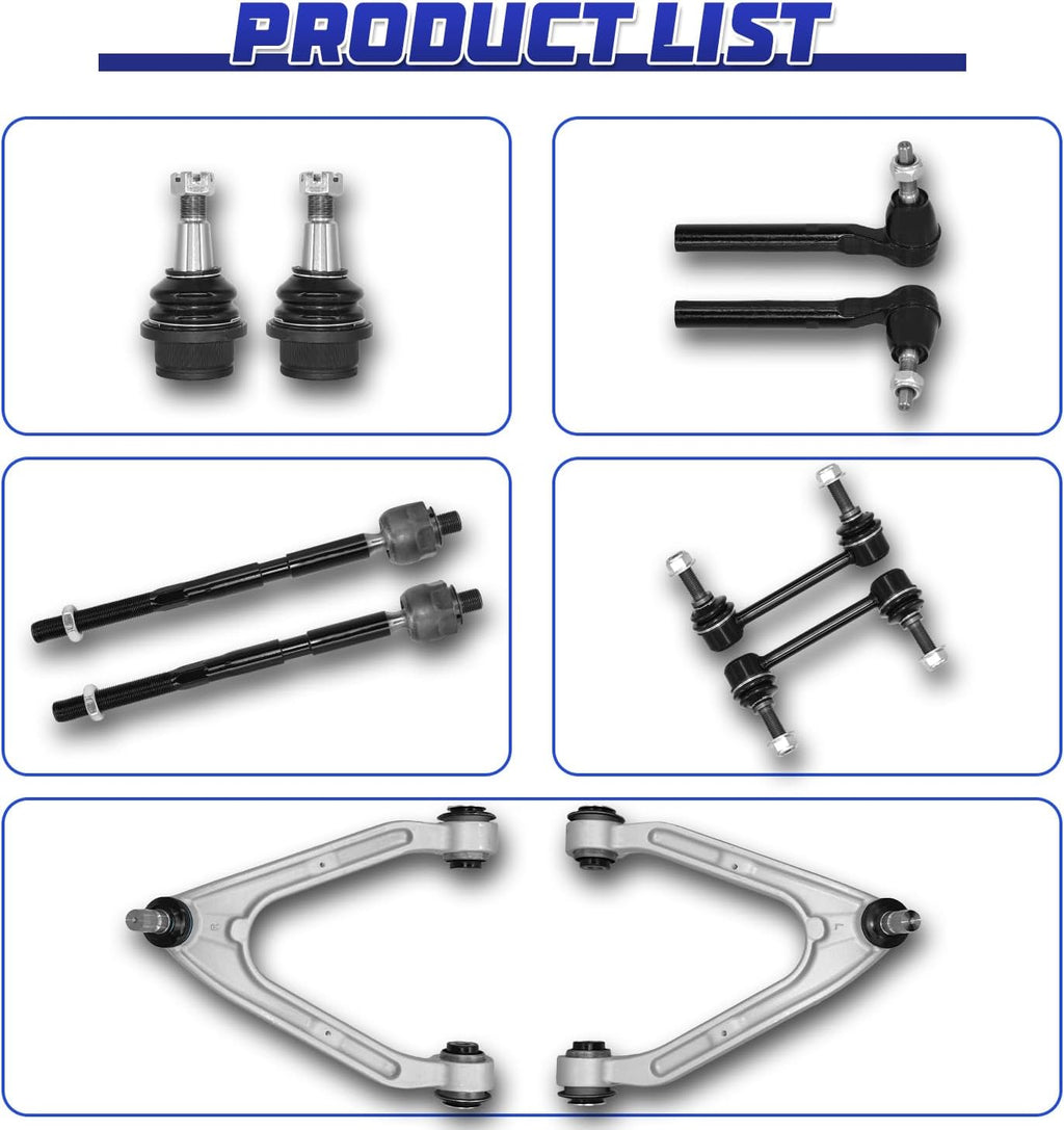 10Pcs Suspension Kit Front Upper Control Arms with Ball Joints