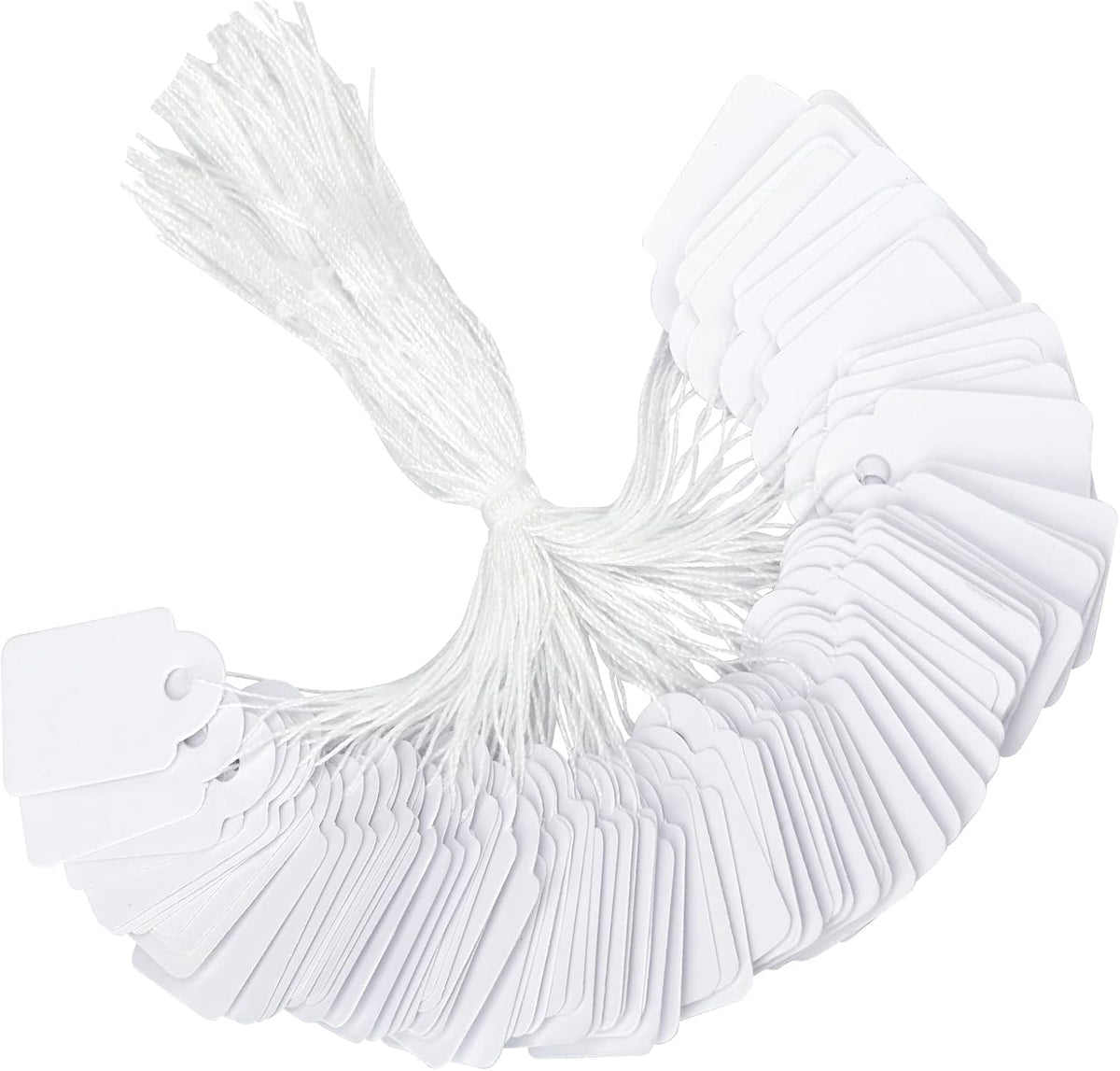 500Pcs Price Tags with String Attached, 0.6x0.95in White Paper Tag