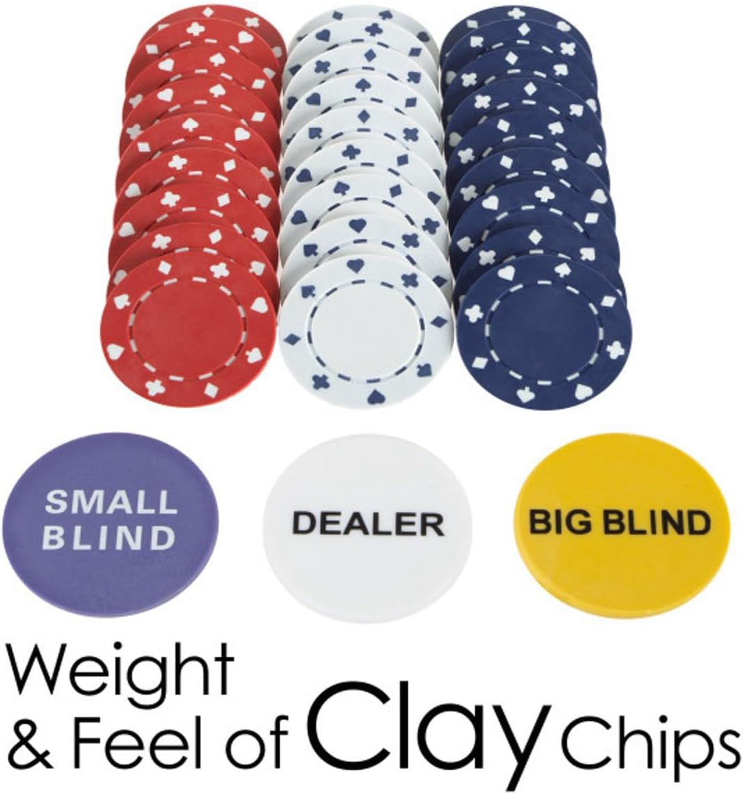 Poker Table Topper - Foldable Texas Hold 'Em Set with Carry Case, 300 Poker Chips, 2 Decks of Cards, and Dealer and