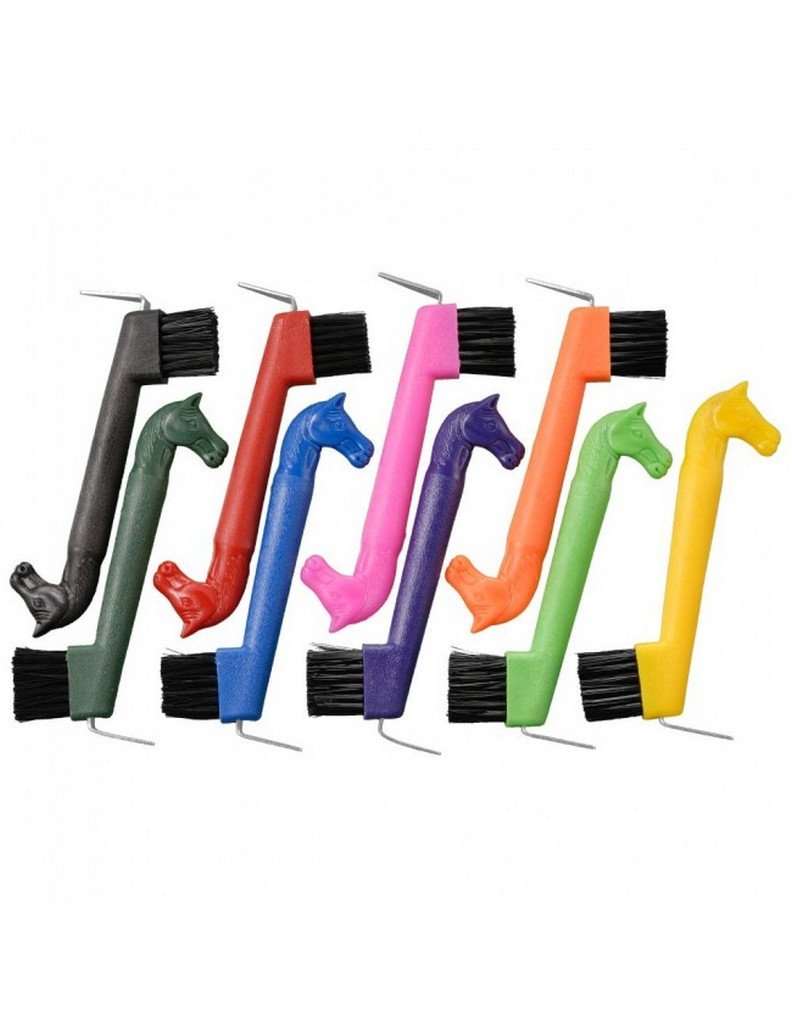 Tough1 Horse Head Hoof Pick/Brush Combination - 6 Pack