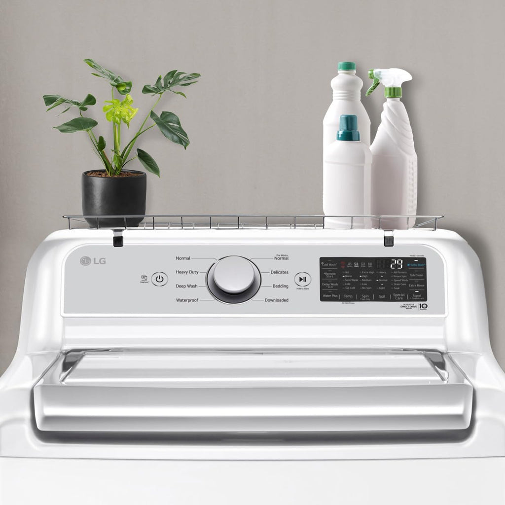 Rear Display Over-The-Washer Storage Shelf to Organize and Store Laundry Room Supplies, Silver