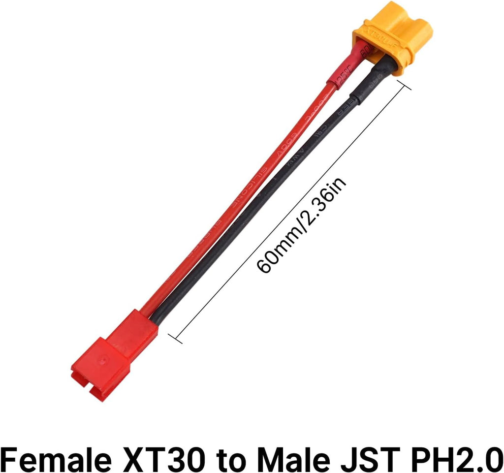 INJORA XT30 to JST-RCY JST PH2.0 TRX-4M T-Style EC3 Battery Adapter Cable